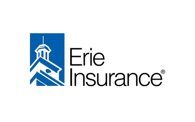 Logo for Erie Insurance with a stylized building design next to the company name.