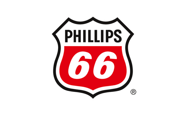 Phillips 66 logo featuring a red and white shield with "Phillips" in black and "66" in white.