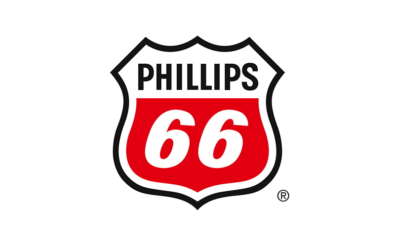 Phillips 66 logo featuring a red and white shield with "Phillips" in black and "66" in white.