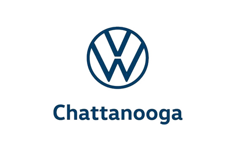 Volkswagen logo above the word "Chattanooga" in blue text.