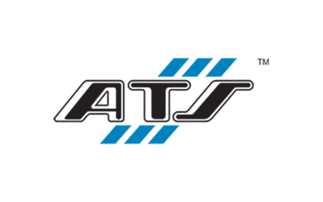 Logo featuring the letters "ATT" with a blue arrow design above and below.