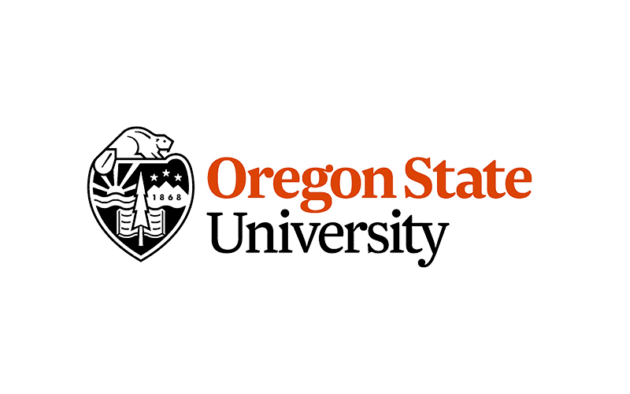 Oregon State University logo featuring an orange and black color scheme with a shield emblem.