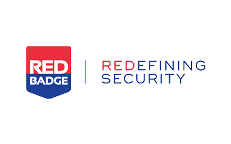 Red Badge logo with the text "Redefining Security" next to it.