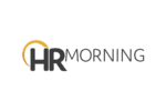 Logo of HR Morning with "HR" in bold, dark gray letters and a yellow arc over the "H," followed by "MORNING" in lighter gray text.