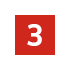 A white number 3 centered on a solid red square background.
