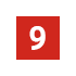 A white number 9 centered on a red square background.