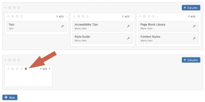 A screenshot showing where to delete a column in the Mega Menu