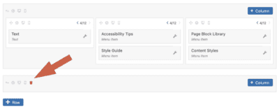 A screenshot showing where to delete a row in the Mega Menu