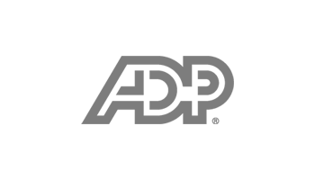 The image shows the logo of ADP, a company providing human resources management software and services. The logo consists of the letters ADP in a bold, stylized font.