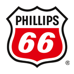 Phillips 66 logo features a red shield with white text '66', and 'Phillips' written in black atop the shield.