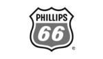 Black and white Phillips 66 logo, resembling a highway sign with "Phillips" written at the top and the number "66" below.