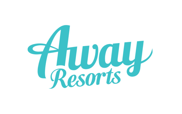 Away Resorts" logo in teal script font on a transparent background.