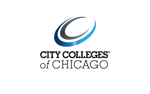 Logo of City Colleges of Chicago with a stylized blue and gray "C" above the text.