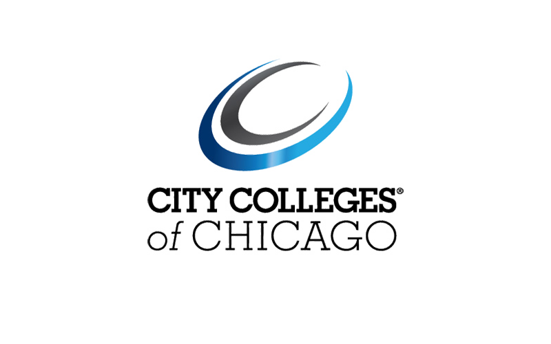Logo of City Colleges of Chicago with a stylized blue and gray "C" above the text.