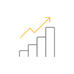 A simple, jagged line chart with a grey upward slope and a yellow upward peak on a white background.