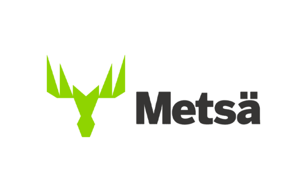 Green stylized antlers logo with the text "Metsä" in black font.