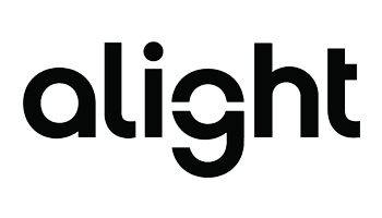 The image shows the logo of Alight, featuring the word "alight" in lowercase black letters on a white background.