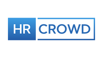 Logo with the text "HR CROWD" in blue and white on a blue gradient background.