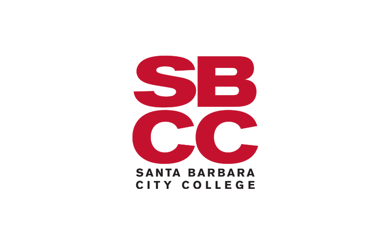 SBCC logo in red uppercase letters with "Santa Barbara City College" written below in black.