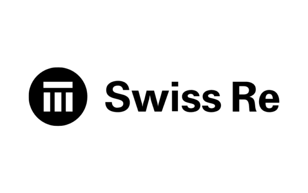 Swiss Re logo with three horizontal lines in a circle next to the company name in black text.