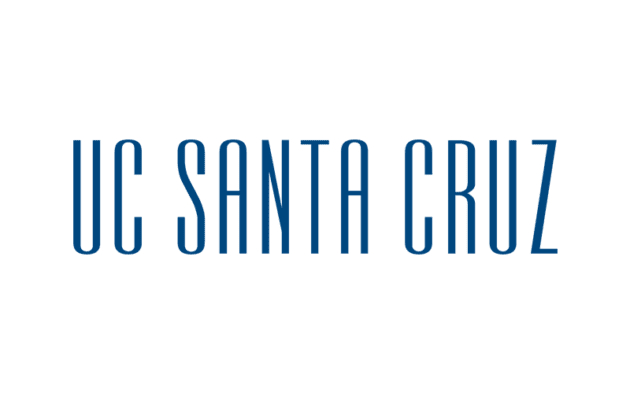 Text logo reading "UC Santa Cruz" in blue capital letters on a white background.