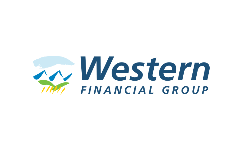 Logo of Western Financial Group featuring stylized mountains in blue and green next to the text.