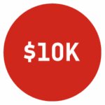 A red circle with white text in the center displaying "$10K".