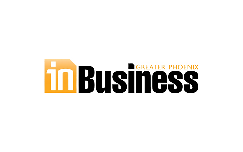Logo for "in Business Greater Phoenix" with "in" in orange and "Business" in black bold text.