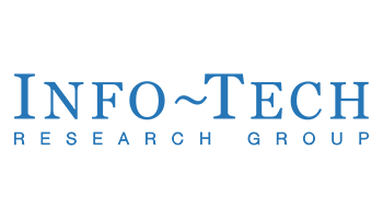 Logo of Info-Tech Research Group featuring blue text on a white background.