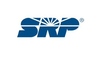 Logo with "SRP" in bold blue letters and a sunburst design above the "R".