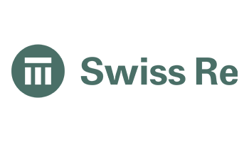 Swiss Re logo with a green circle containing three vertical bars on the left, and the words "Swiss Re" in green text on the right.