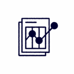 Icon of two overlapping documents with a line graph and data points displayed on the front document.