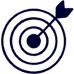 A dart hits the bullseye at the center of a target with concentric circles.
