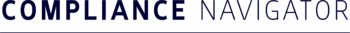 The image displays the words "COMPLIANCE NAVIGATOR" in large, bold, dark blue capital letters on a light background.