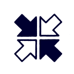 Four navy blue arrows pointing towards the center, arranged in a square pattern on a light gray background.
