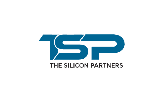 Blue “TSP” logo with “THE SILICON PARTNERS” written below in black capital letters, shown on a light gray background.